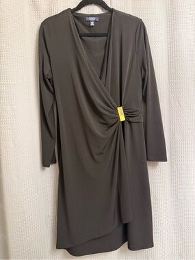 Chaps Women's Black Long-sleeve Wrap Dress
